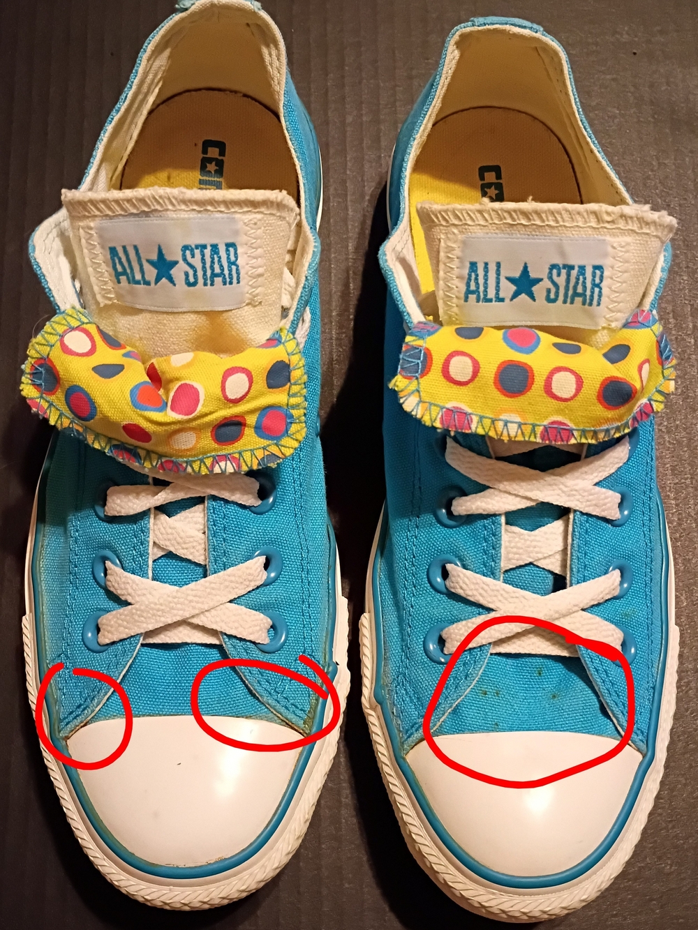 Converse Turquoise Low Top Canvas Sneakers with Polka Dot Tongue - Picture 10 of 10